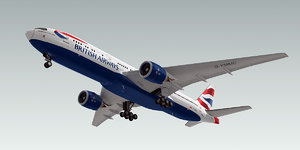 3d boeing 777-200 plane british airways model