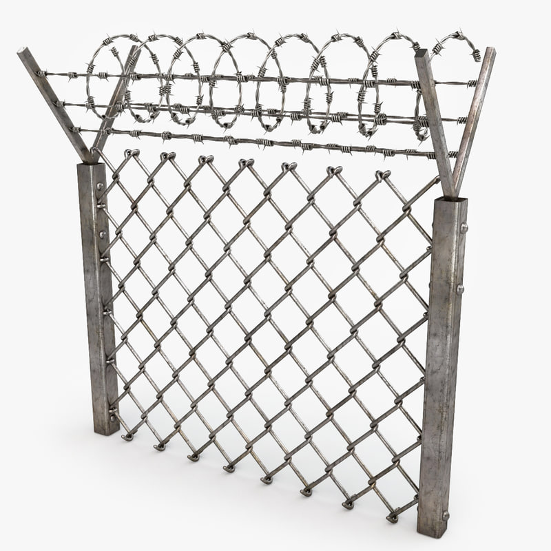 barbed wire fence 3d model