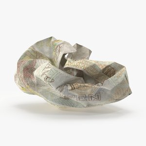 3d 10 pound note crumpled model