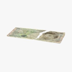 5 pound note torn 3d model