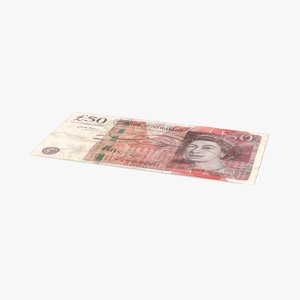 3d model 50 pound note distressed