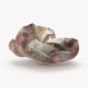 3d 50 pound note crumpled model