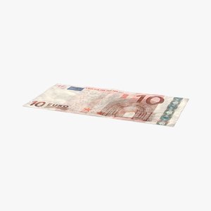 3d model 10 euro bill distressed