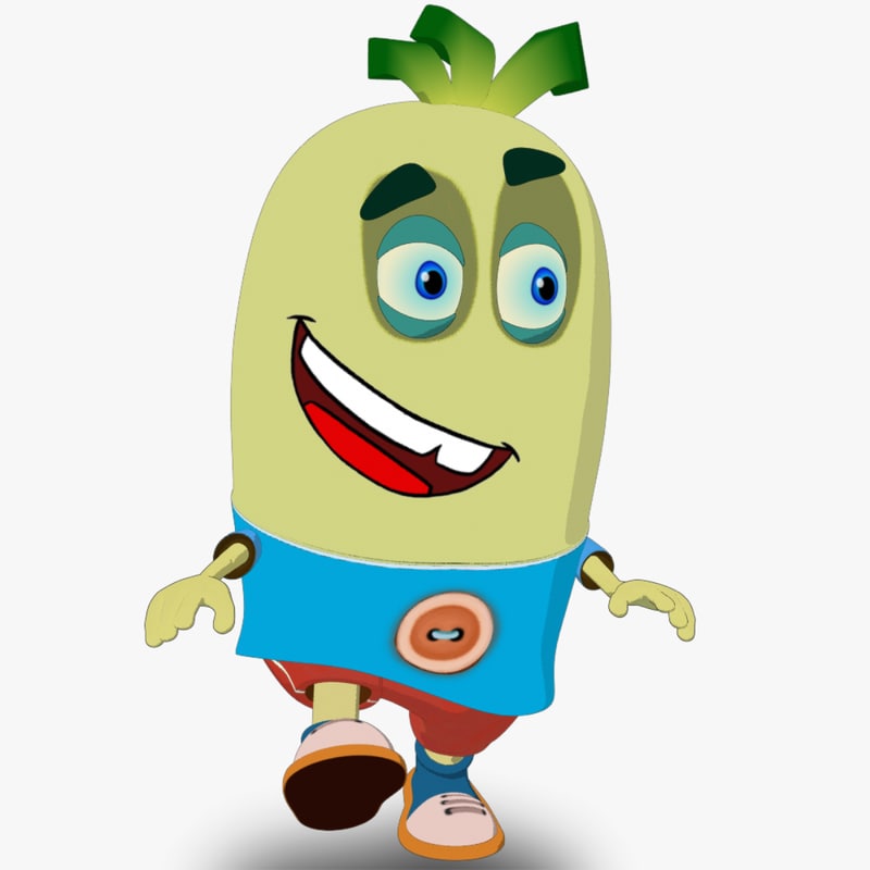 3d model of lowpoly rigged character bean