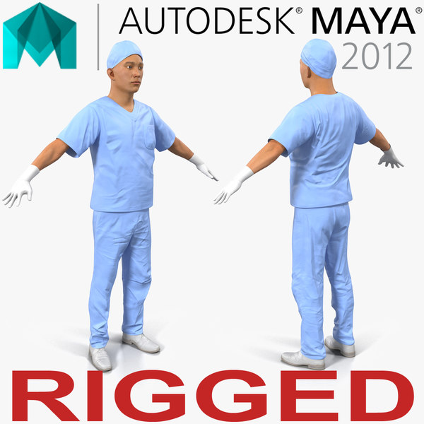 male surgeon asian rigged 3d ma