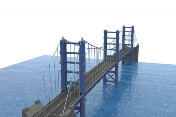 3d model of suspension bridge