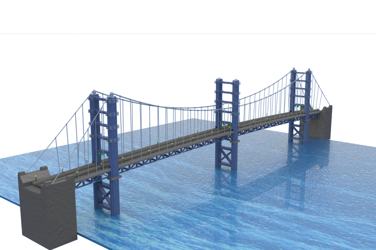 3d model of suspension bridge