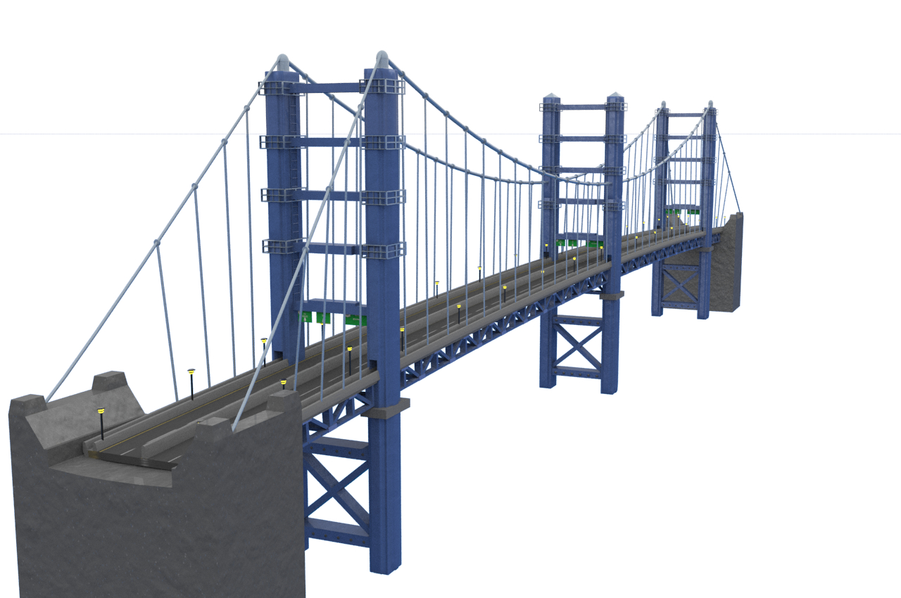 3d model of suspension bridge