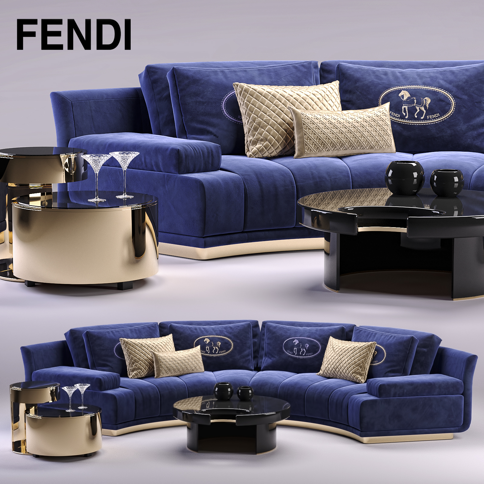 3d fendi artu sectional sofa