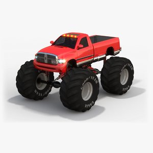 low-poly dodge ram monster truck 3ds
