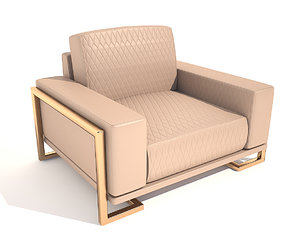 3d gianna leather chair half model