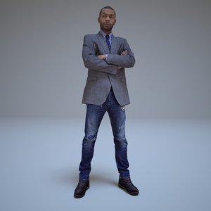 standing black businessman human 3d model