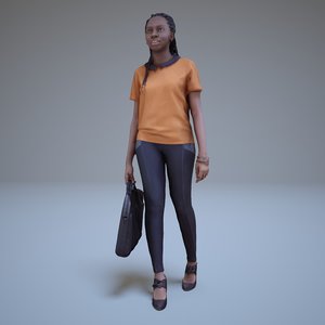 3d black woman walking people model