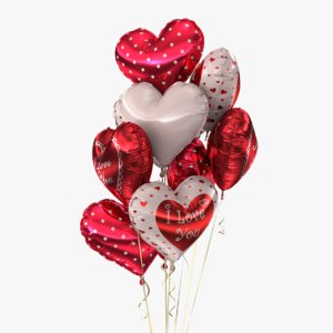 3d model realistic bunch balloons