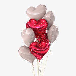 realistic bunch balloons 3 3d model