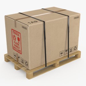 pallet cardboard box large 3d model