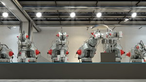 3d model of robotic production printers ready