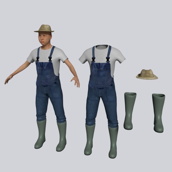 3d farmer farm man