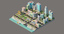 3d city river buildings architectural model