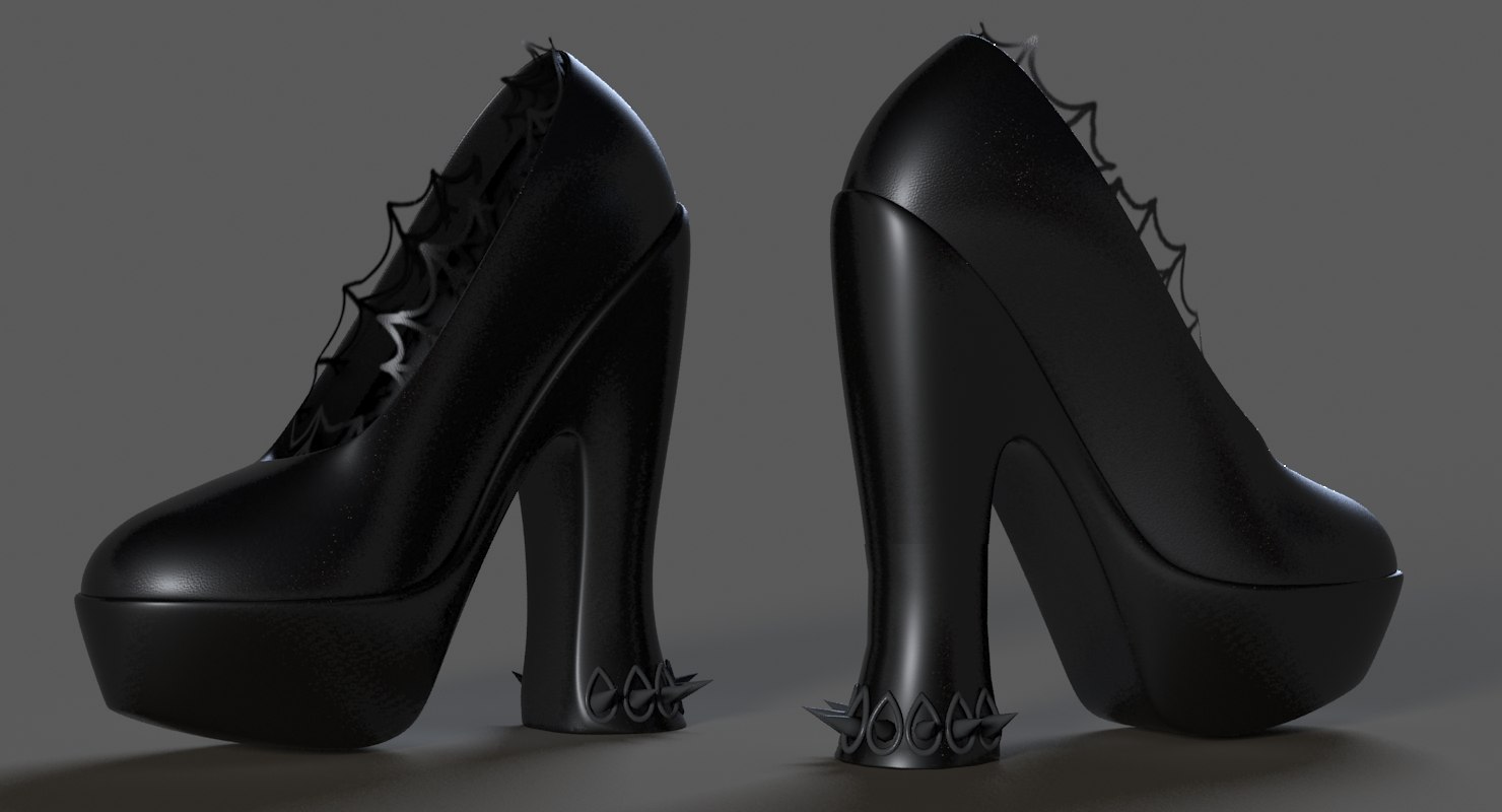 female leather gothic heels 3d model