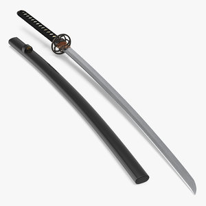 japanese katana sword set 3d model