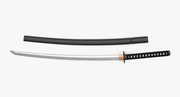 japanese katana sword set 3d model