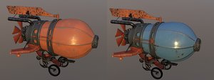 3d model battle red airship
