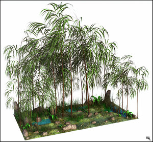 bambu tree landscape obj