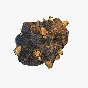 3d meteor ore gold model