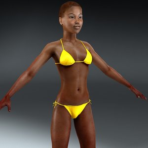 young black female nude 3d model