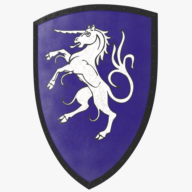 3d unicorn medieval shield