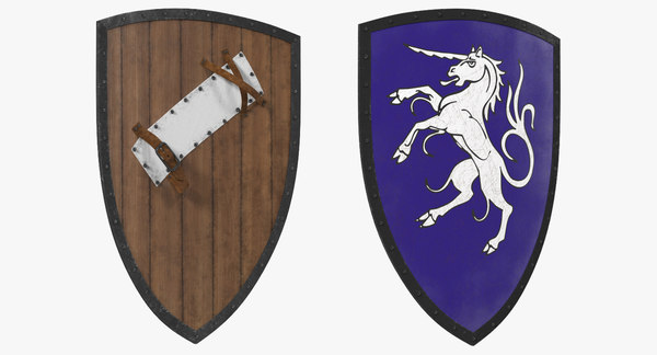 3d unicorn medieval shield