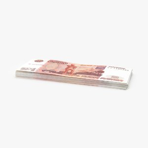 3d 5000 ruble note stack