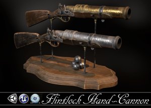 cannon flintlock 3d obj