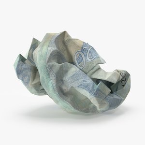 20 euro bill crumpled 3d model