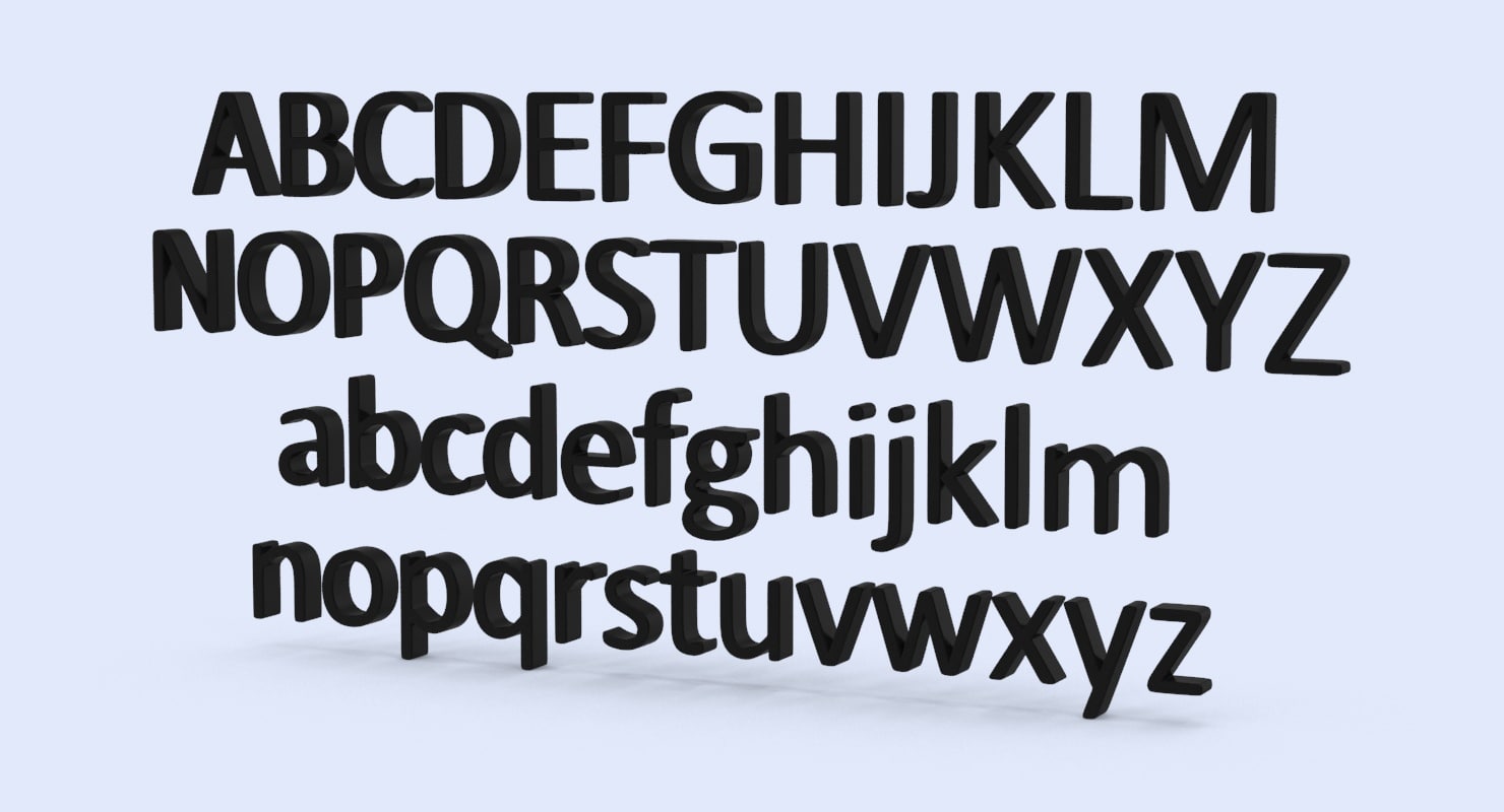 3d calibri alphabet letters