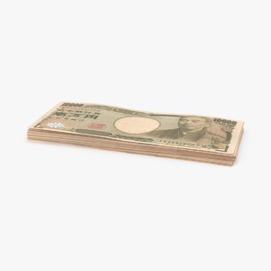10000 yen note stack 3d max