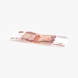 5000 ruble note single 3d model