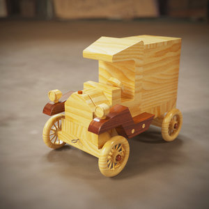 wooden toy car 3d model