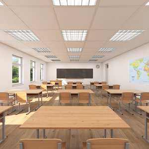 3d classroom realistic model