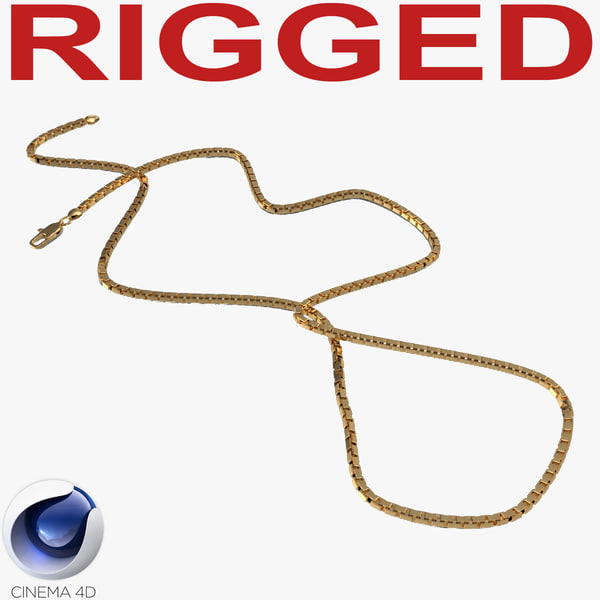 c4d rigged gold chain