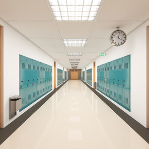 school hallway 3d max
