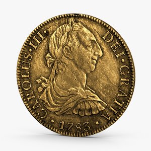 gold doubloon aged 3d model