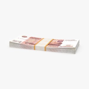 5000 ruble note pack 3d max