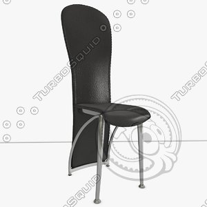 modern dining chair black leather 3d obj