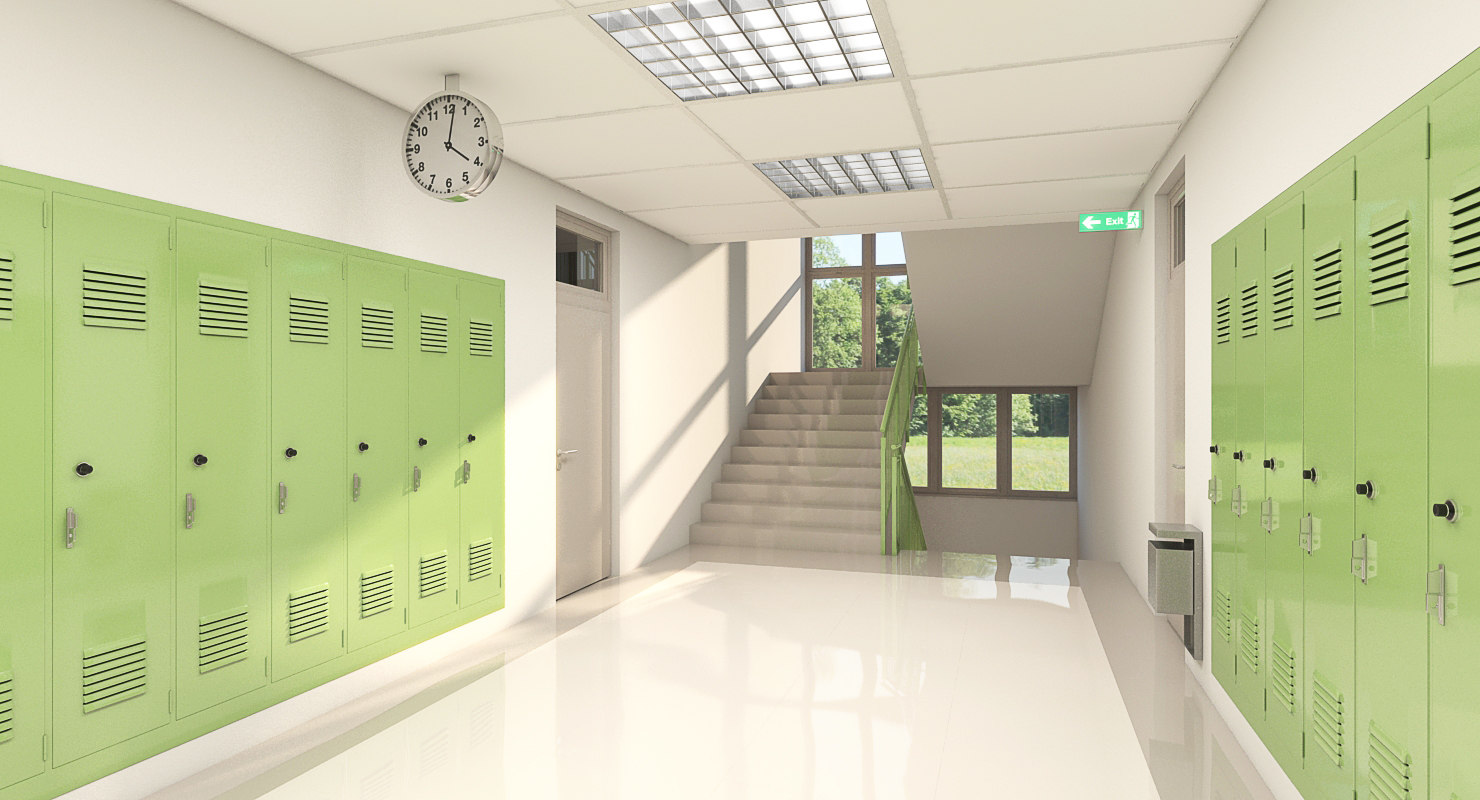 3d model school hallway