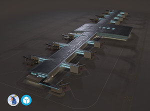 low-poly airport terminal max
