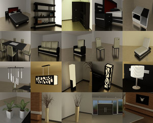 modern interior 36 pieces 3d model