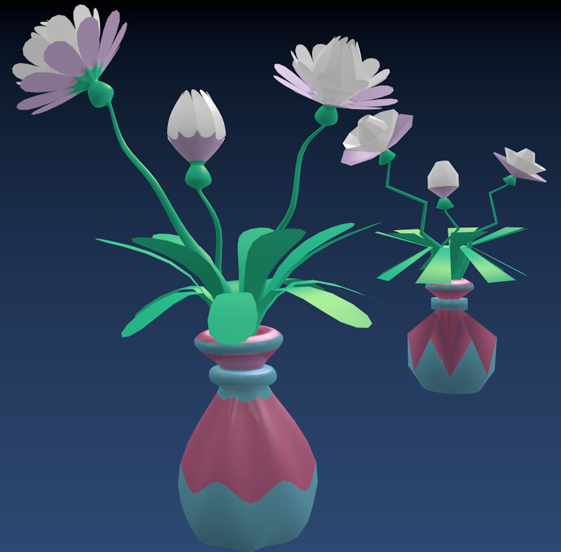 Cartoon Vase Flowers 3d Model