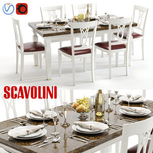 scavolini baccarat white table chairs 3d max